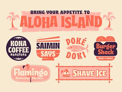 Aloha Island aloha font halloween hawaii island logo musubi tiki type