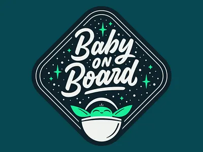 Baby On Board baby brushscript lettering logotype mandalorian script star wars type vector yoda