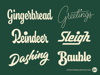 Scriptmas Collection • Days 7-12 bauble dashing gingerbread greetings lettering logotype midcentury reindeer script sleigh type