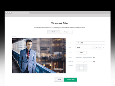 Watermarking app design photography proofing