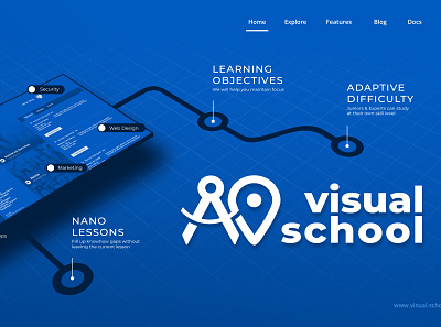 Visual School Homepage 2 app branding coding design flat icon typography ux web website
