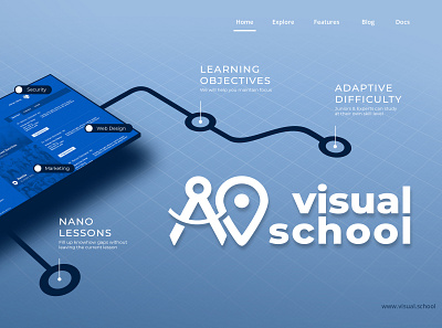 Visual School Homepage 3 app branding design illustrator lessons minimal typography ux vector website