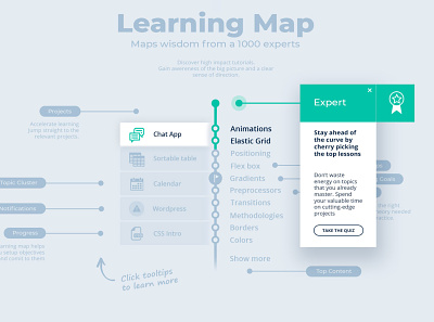 Learning Map Tooltips 5 app clusters expert goals heatmap map progress projects top typography ui ux