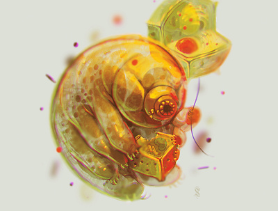 Tardigrade Party digital painting educational illustraion nature science