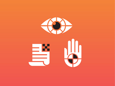 Production Icons digital document editing eye hand icons press checking processing tech