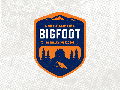 NA Bigfoot badge big foot search bigfoot blue north america orange patch sasquach