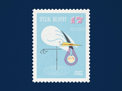 Special Delivery baby commemorative crane stamp stork vintage
