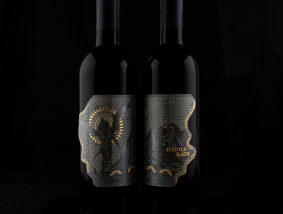 Devils Gate wrap-around bordeaux label black black on black black paper bordeaux branding design devil foil foil stamp illustration illustration design label metallic ink packaging print design spot varnish typography typography art wine wine bottle