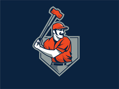 Bruijn Hammers baseball logo mustache navy