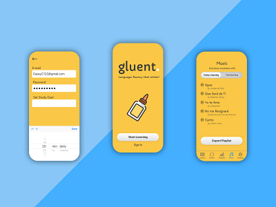 Language-learning with gluent. app language learning memory mobile product design ui ux