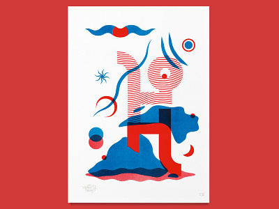 Archetypes nº1 - Active art design illustration moon polarity print riso risographie sun