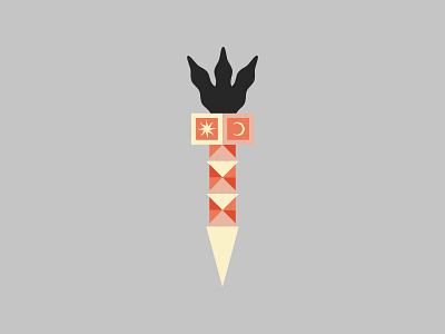 Black torch 2d character design fire flat illustration kaleidoscope magic temple torch