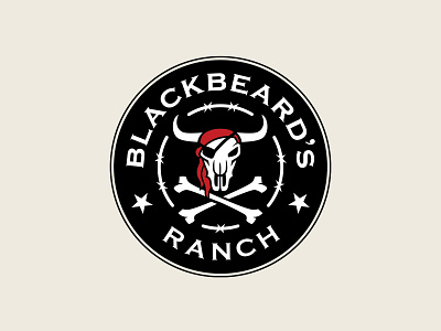 Blackbeard's Ranch 3 branding design logo pirate ranch skull and crossbones vector