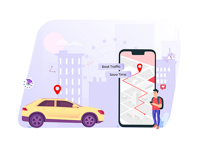 Illustration for ride-hailing app/website design design illustration vector