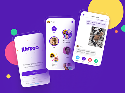 Kinzoo - iOS App app chat colorful design family interact ios ios app kids messegner mobile mobile app mobile ui playful ui ux