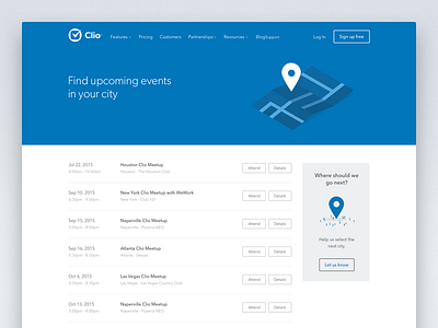 Clio Upcoming Events Page