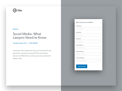 Clio Webinar Landing Concept