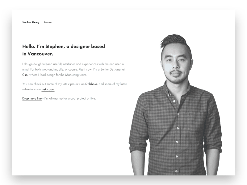 Personal Portfolio clean colour hover landing minimal personal portfolio redesign simple ui website