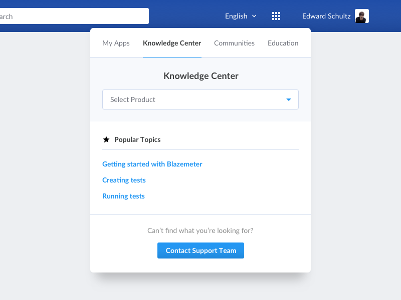 My Apps Dropdown ux website ui web app support help nav dropdown