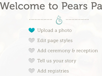 Perfect Pears Pages - Web App blue bride checklist heart pages pears wedding welcome