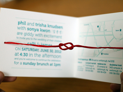 Tie the knot! unique wedding invitations crafty fun invitation letterpress red teal tying the knot unique wedding