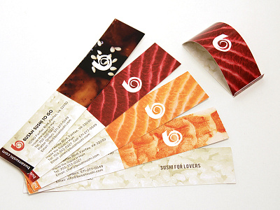 Busan Sushi Business Cards, Flat business card folding paper art print sushi yummy