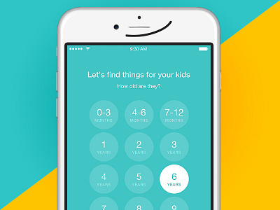 Hoop app age selector age app circle colors hoop identity selector ui yellow
