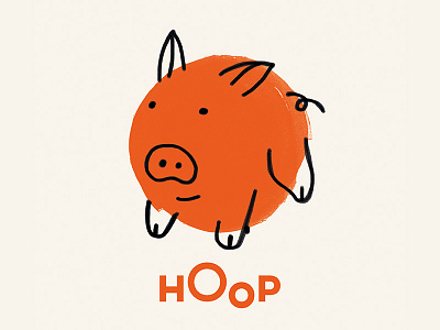Hoop Illustration android app branding circle fun hoop identity illustration ios kids piglet red