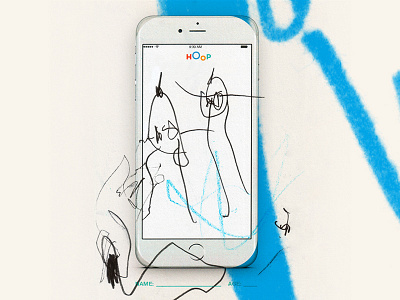 Hoop Kids Drawings android app blue device drawing hoop illustration ios kids poster scribble