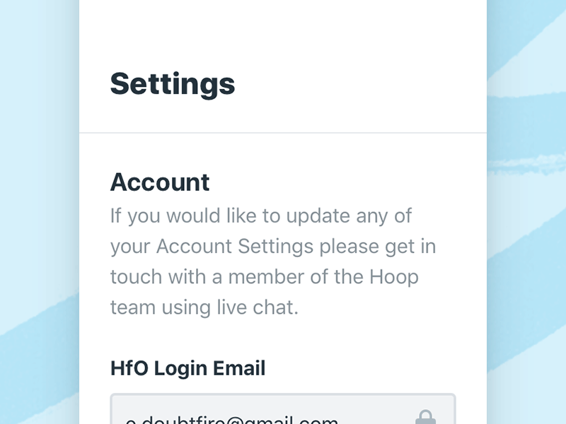 Hoop for Organisers Settings account account settings fields form form field hoop input kids mobile settings text area web