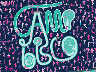 Camp Bisco Poster Submission bitmap camp bisco concert crowd dancing disco biscuits festival illustration music people scene waterpark