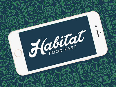 Food Fast flat habitat icon line neon phone shadow