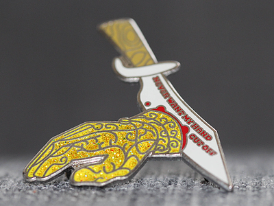 never want my hand cut off... game of thrones glitter gold golden knife lapel pin macro phish photograph pin