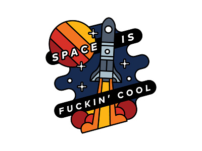 Space Is Fuckin' Cool blast planet print rocket space thick line