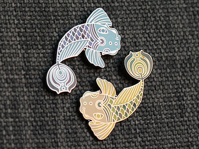 Koi Fish Duality dual duality fish geometry koi lapel pin metal pin scales spin symmetry