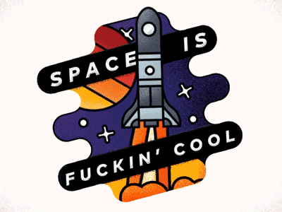 space is fuckin' cool animation gif illustration line motion planet rocket simple space stars texture vector