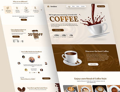 Awaken - Coffee Shop coffee design dribbble ecommerce figma interface landingpage ui uidesign uiux webdesign