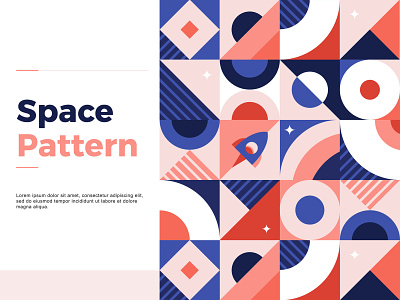 Abstract geometric Space Pattern with rocket