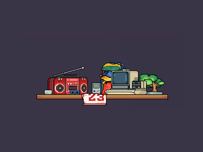 Some stuff on table animation apple gameboy gif pixel