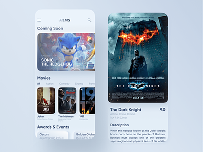 Skeuomorph Movie App app concept design film interface ios iphone app joker layout light mobile movie movie app skeuomorph sonic ui ux