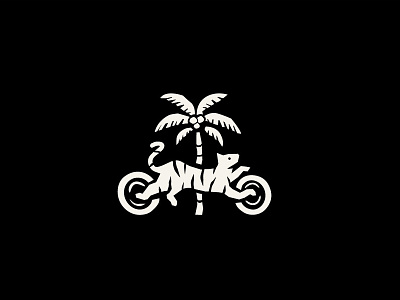 Tigre de Mar beach branding engraving illustration logo palm tiger