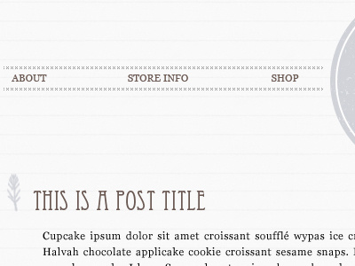 The Foundrie: Navigation + Post Title cupcake ipsum feather gridded navigation rustic