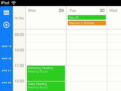 Calendar App WIP app calendar ipad