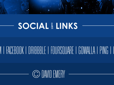 Footer WIP century gothic footer links social univers