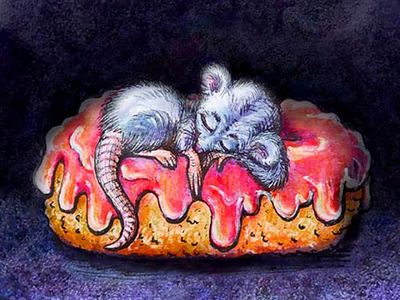 Sleeping mouse hand draw illustration mouse photoshop