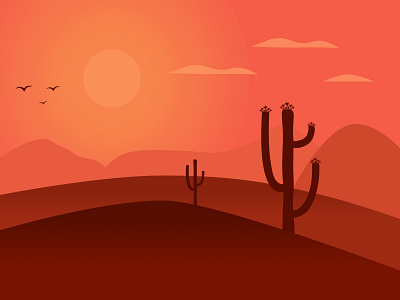 Desert - illustration artwork desert desert illustration graphic design illustraion mountain sunset