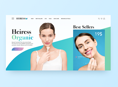 Heiress, organic cosmetics🌱 beauty button clean ui concept cosmetic design desktop ecommerce figma gradient homepage page shop ui uiux ux web design webdesign website woman