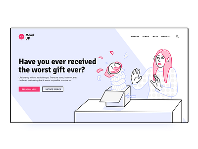 Have you ever received the worst gift ever? abstract affinity button clean ui concept design designer desktop gift illustration ui ui design uiux vector web web design web illustration webdesign website woman