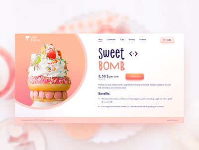 Candy shop concept 🍭 add to cart button candy card clean clean ui concept design desktop donut figma icecream page price sweet ui uidesign uiux web design webdesign