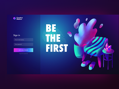 Login page. Be the first. Image adobe adobe aftereffects animation button design desktop figma form gradient login login form motion design page principle procreate sign in ui uiux web design webdesign